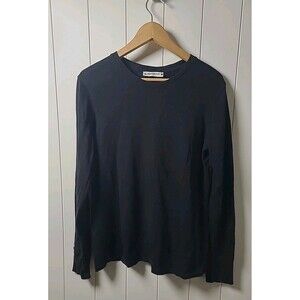 American Giant Shirt Womens Sz M Black Supima Cotton Crew Long Sleeve Top USA
